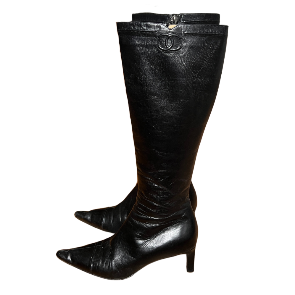 Classic Chanel Logo Boots (36.5)