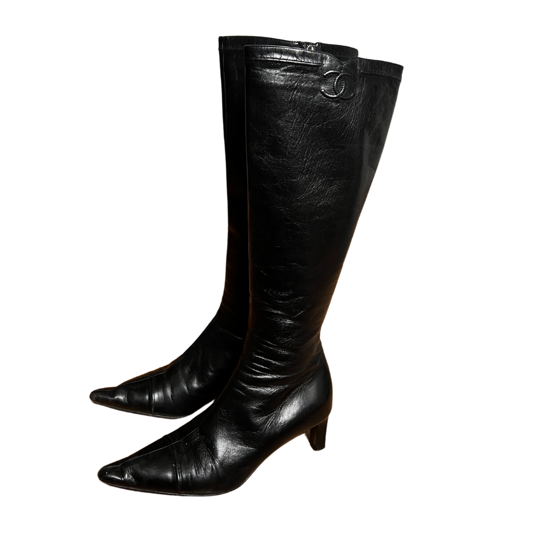 Classic Chanel Logo Boots (36.5)