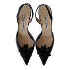 Flower Applique Manolo Blahnik Slingbacks (37.5)