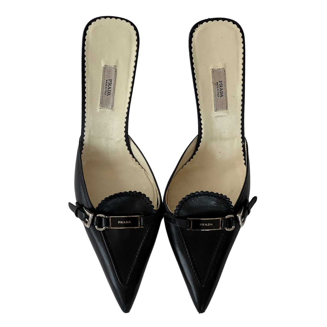 Prada Logo Mules (38.5)