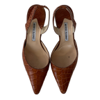 Croc Brown Manolo Blahnik Slingbacks (38.5)