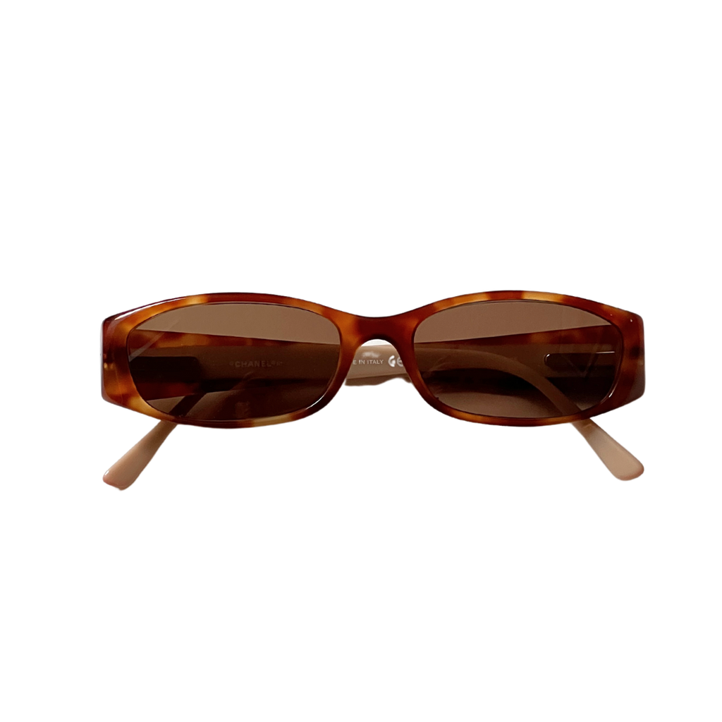 90's Chanel Logo Sunglasses Tortoise