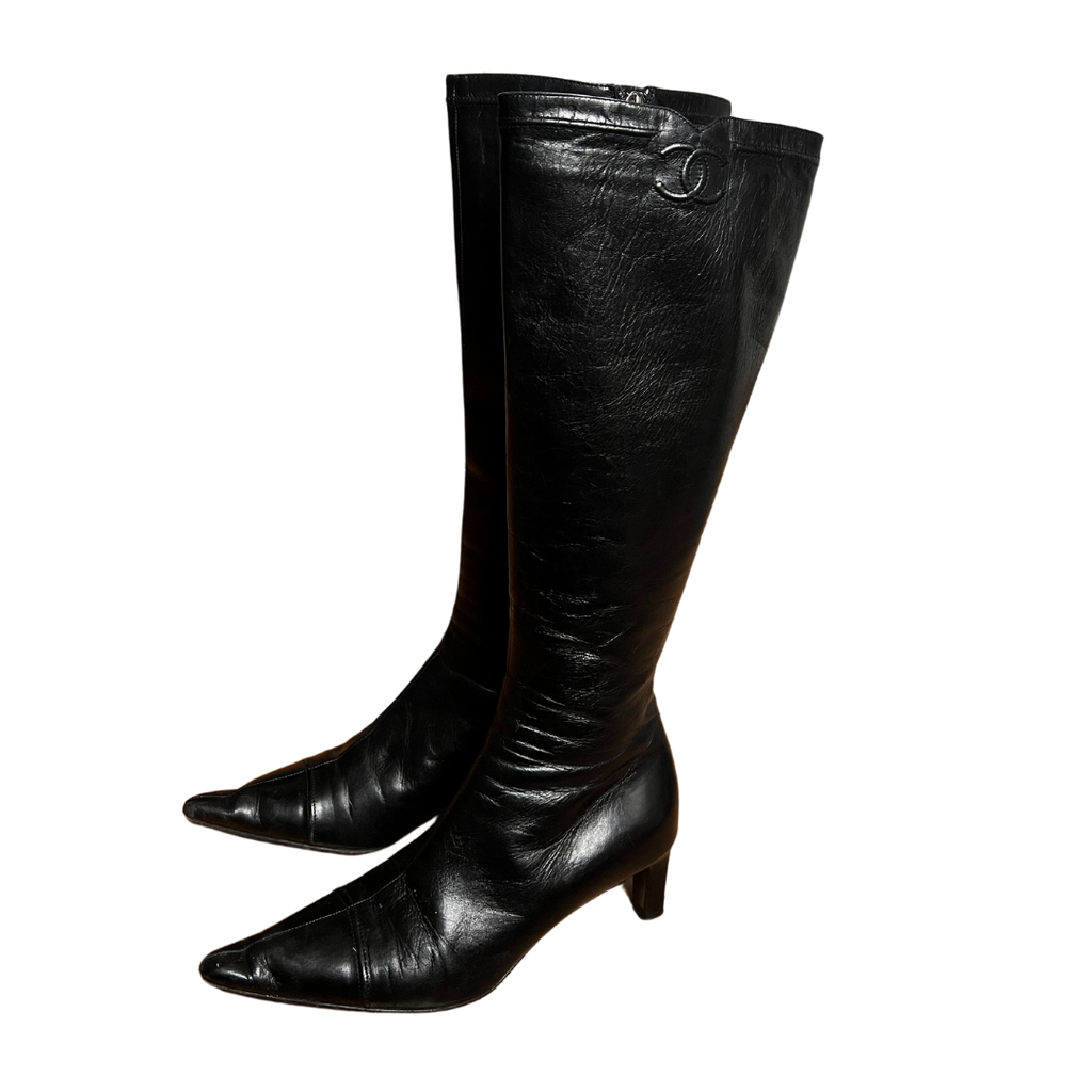 Classic Chanel Logo Boots (36.5)