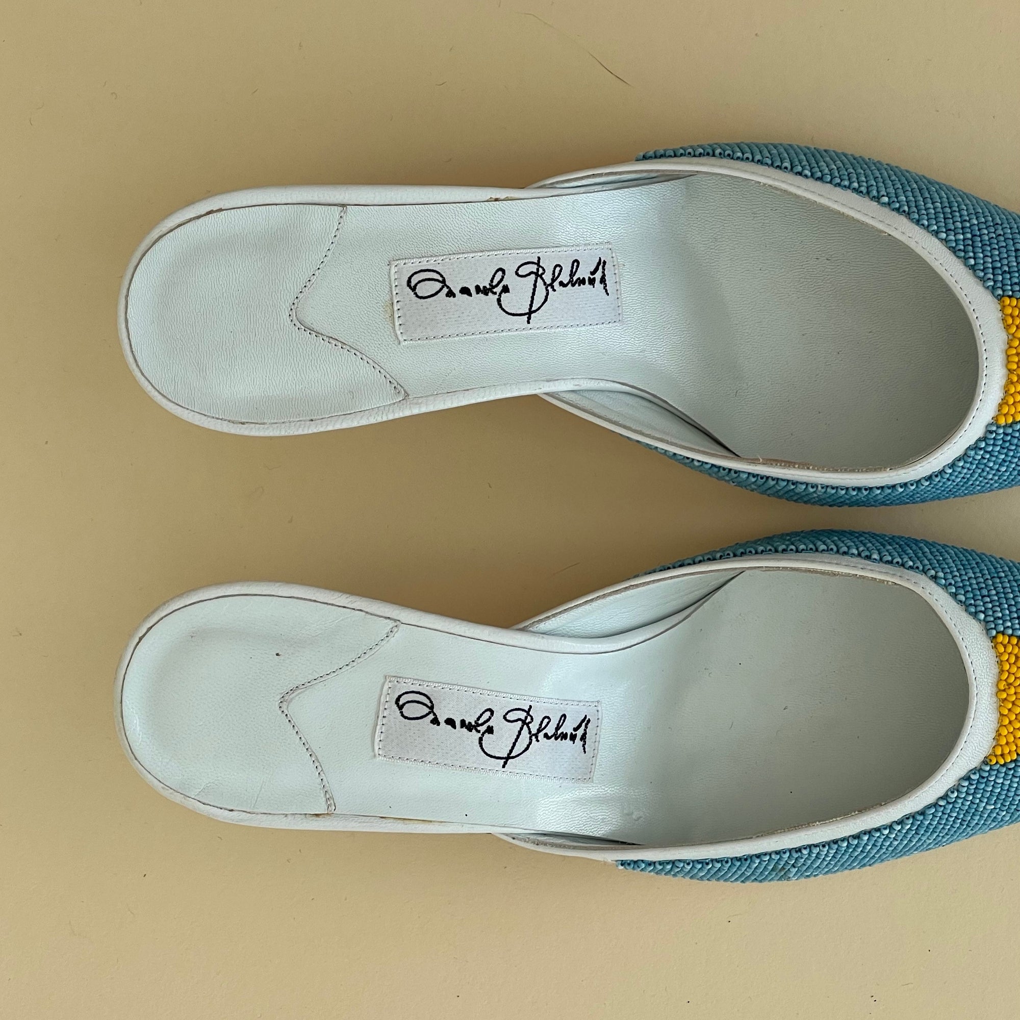 Signed Manolo Blahnik Beaded Mules (37.5)