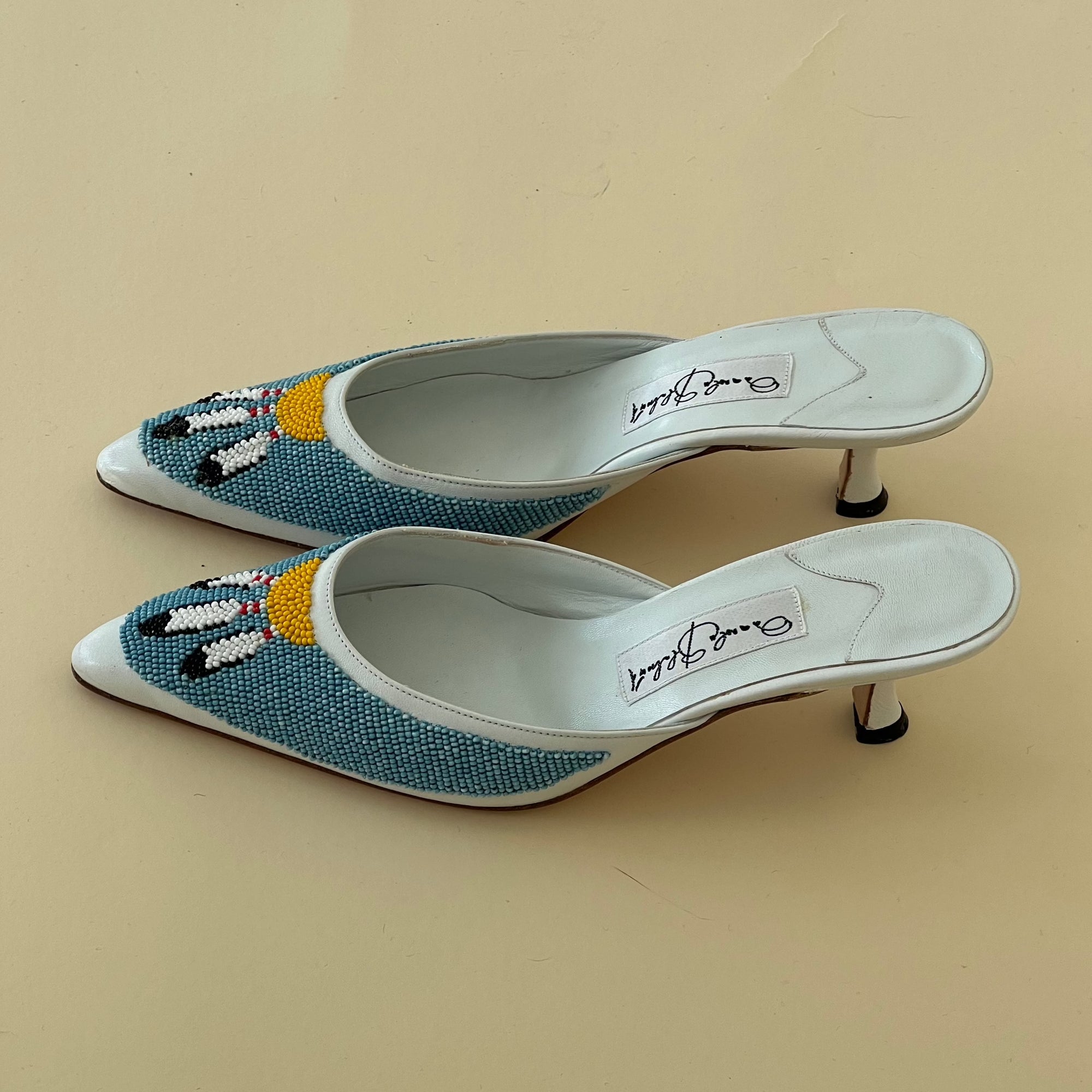 Signed Manolo Blahnik Beaded Mules (37.5)
