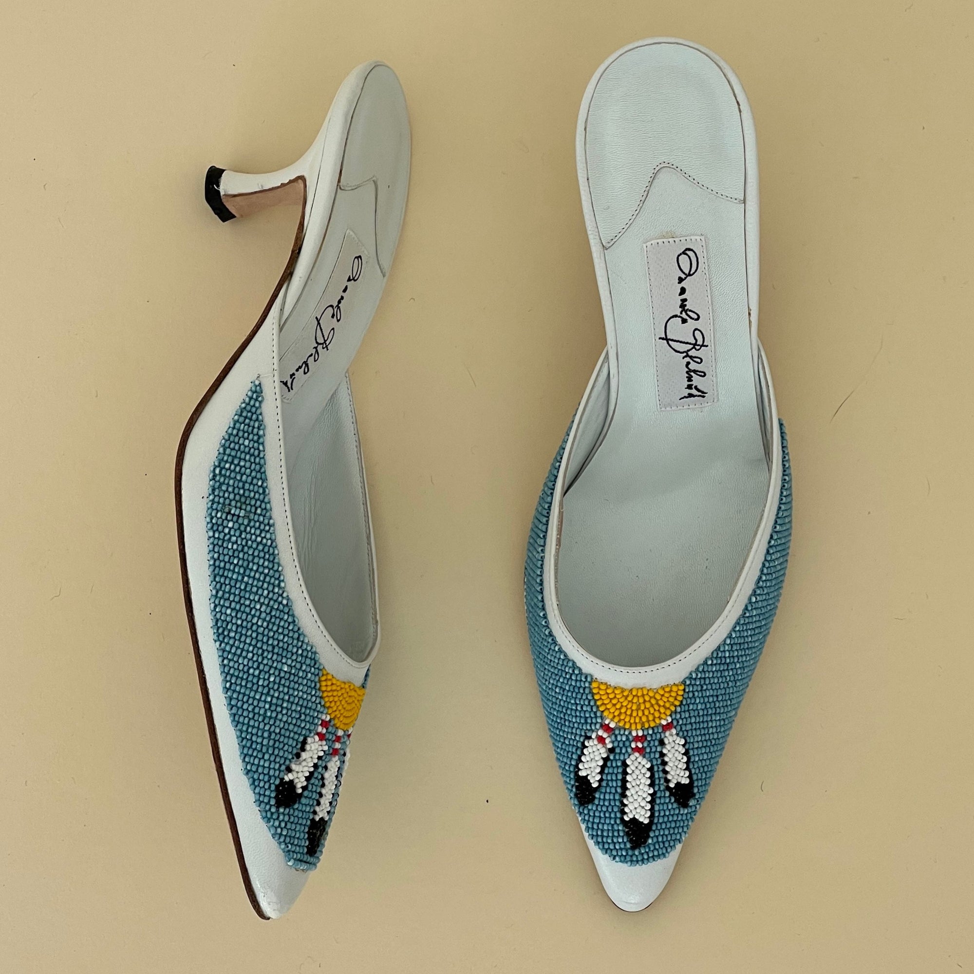 Signed Manolo Blahnik Beaded Mules (37.5)