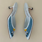 Signed Manolo Blahnik Beaded Mules (37.5)