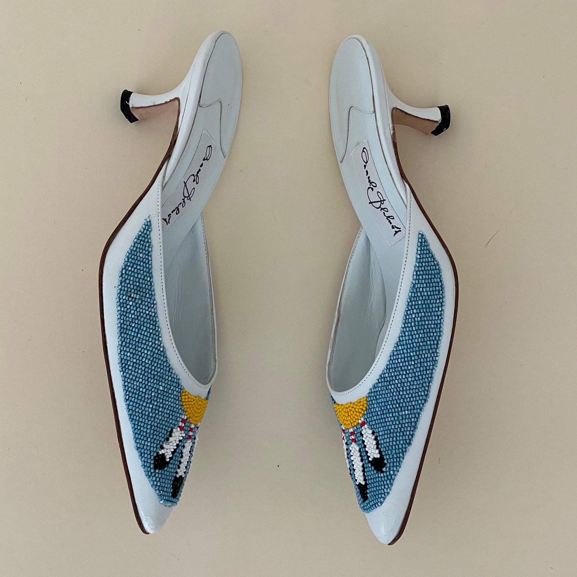 Signed Manolo Blahnik Beaded Mules (37.5)