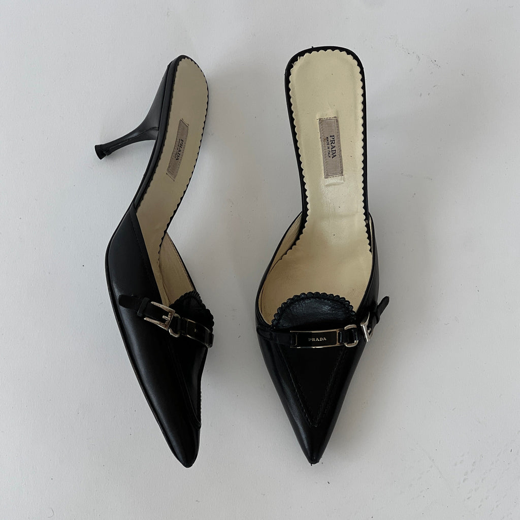 Prada Logo Mules (38.5)