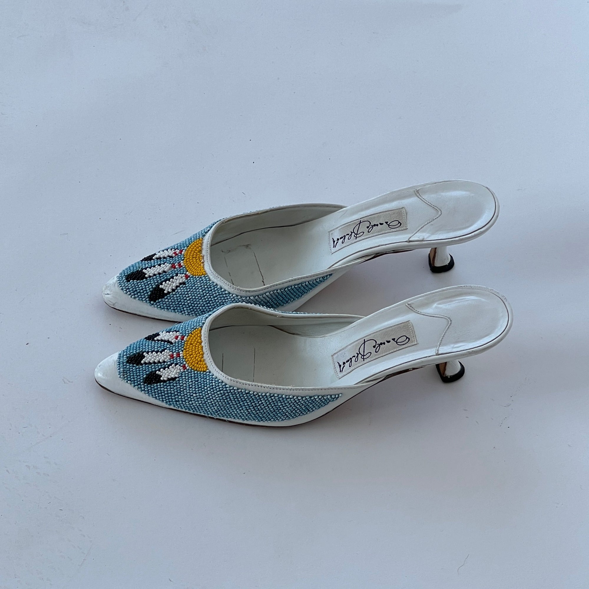 Rare Signed Manolo Blahnik Beaded Mules (36)