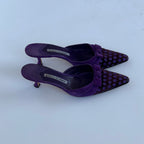 Purple Polka Dot Manolo Blahnik Mules (40)