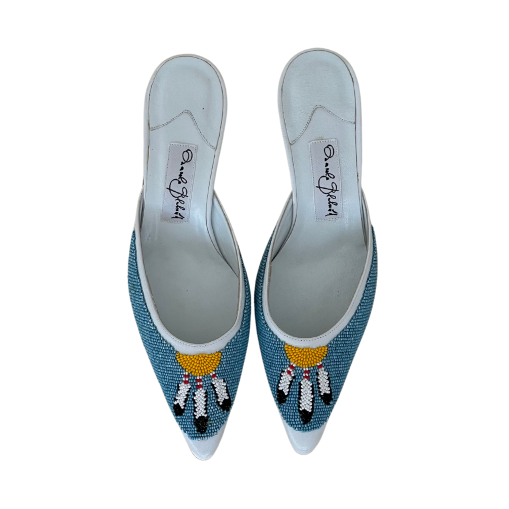 Signed Manolo Blahnik Beaded Mules (37.5)